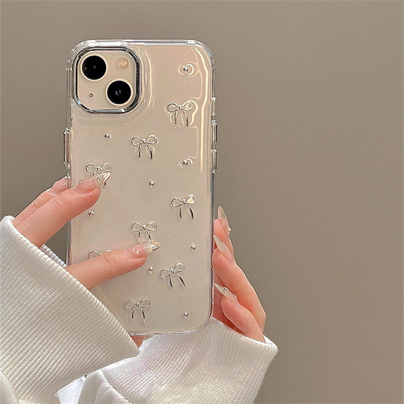 Casetify 3D Silver Bow Beads iPhone Case
