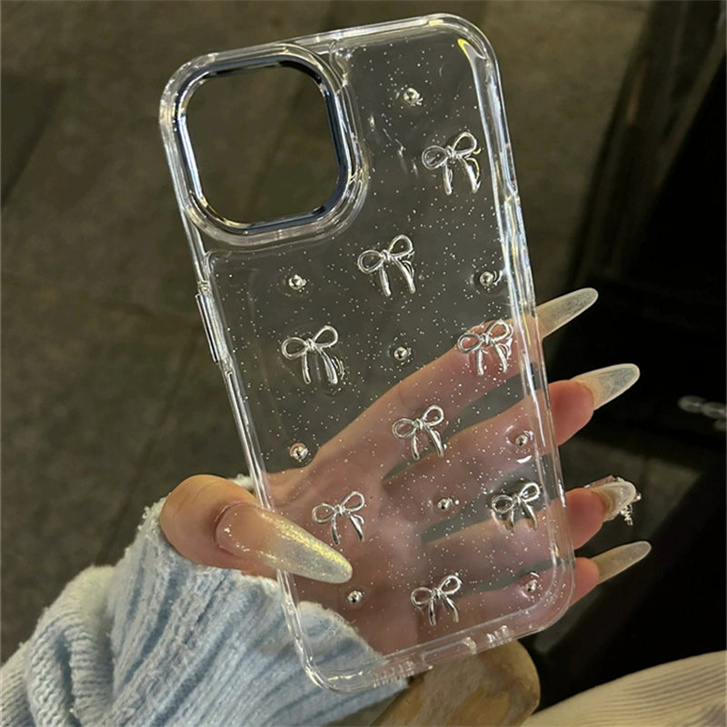 Casetify 3D Silver Bow Beads iPhone Case