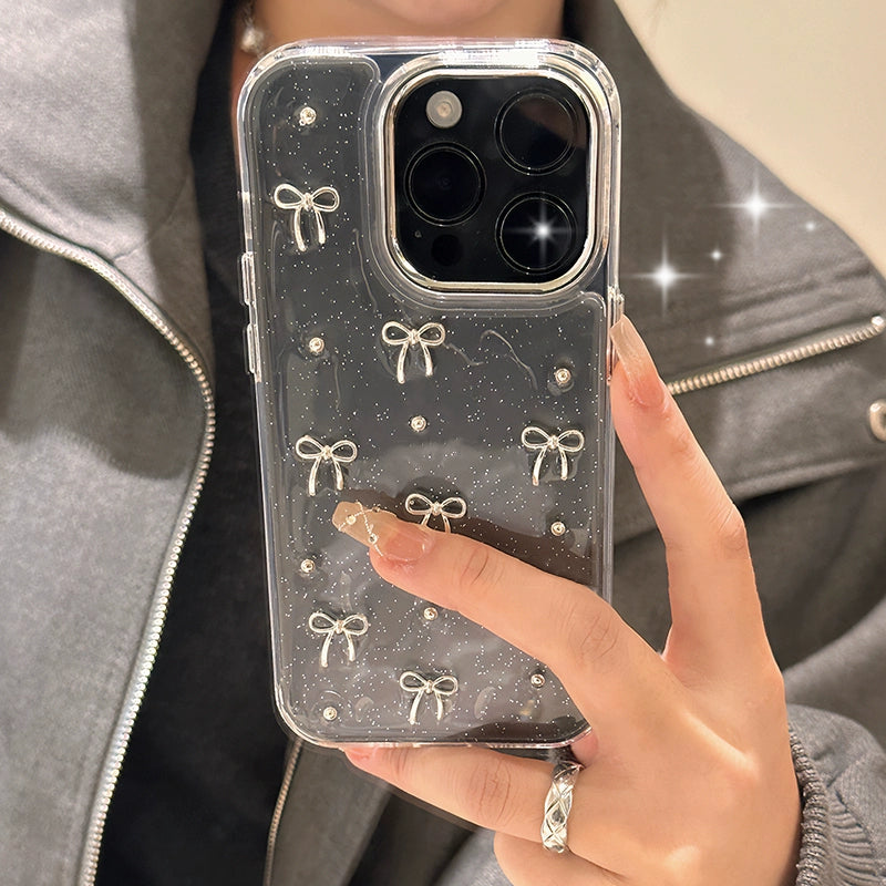 Casetify 3D Silver Bow Beads iPhone Case
