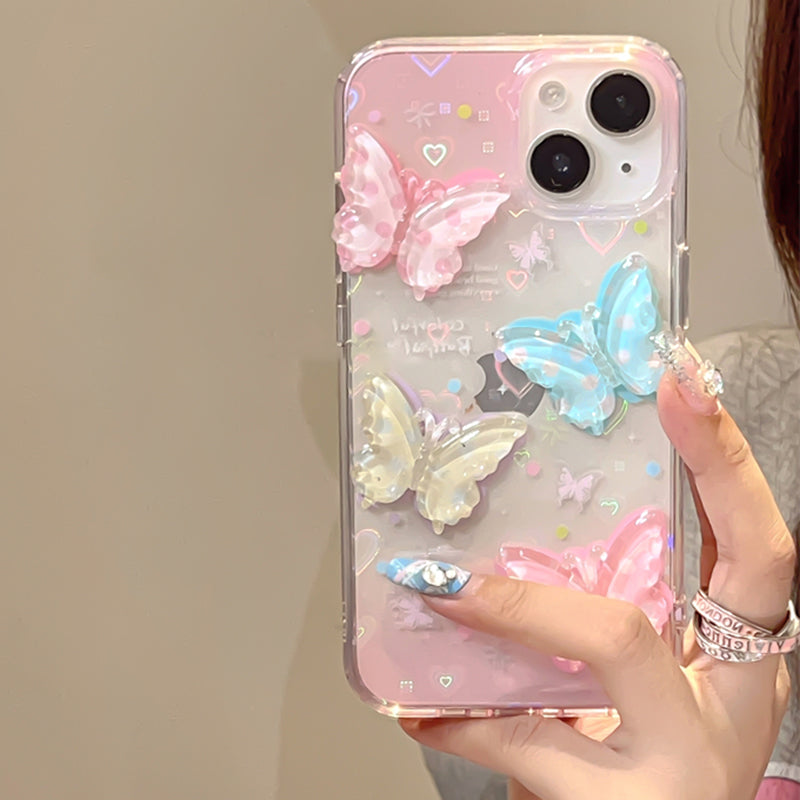 3D Butterfly Laser Love Heart iPhone Case