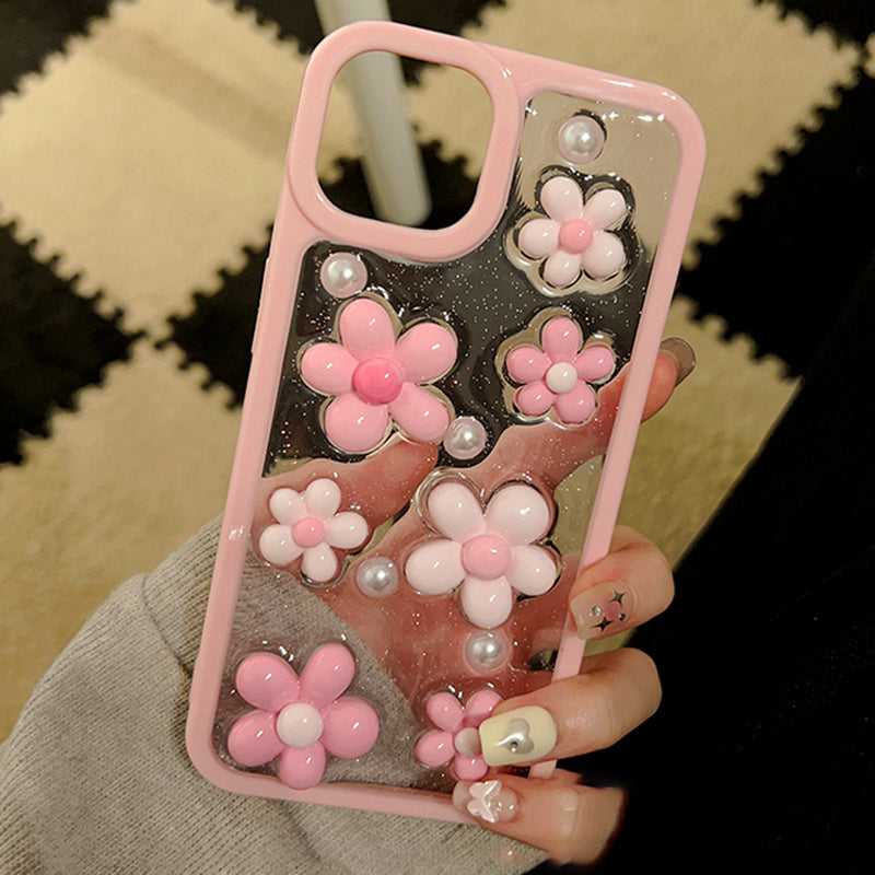 3D Acrylic Pearls and flower iPhone Case