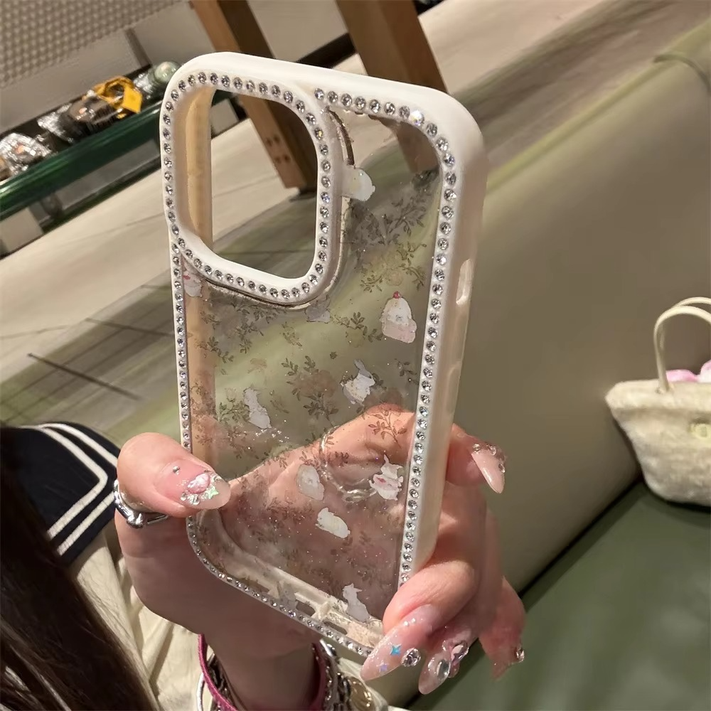 Bunny & Flower iPhone Case with Swarovski Crystal Borders