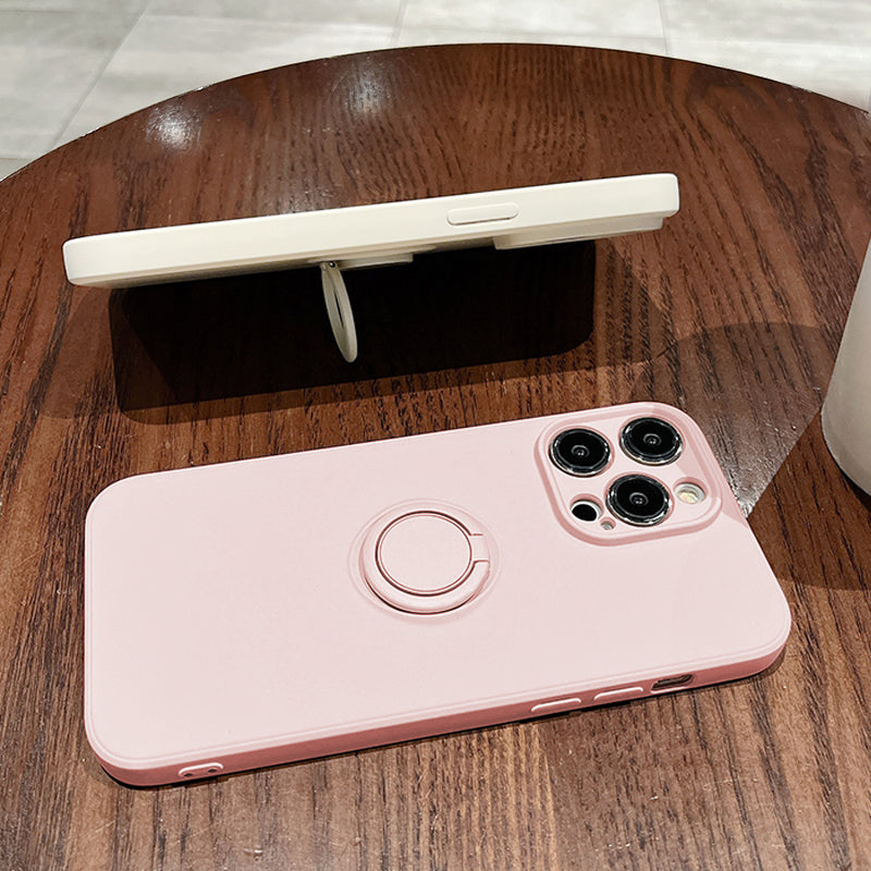 Magnetic Ring Holder & Stand Silicone Case For iPhone