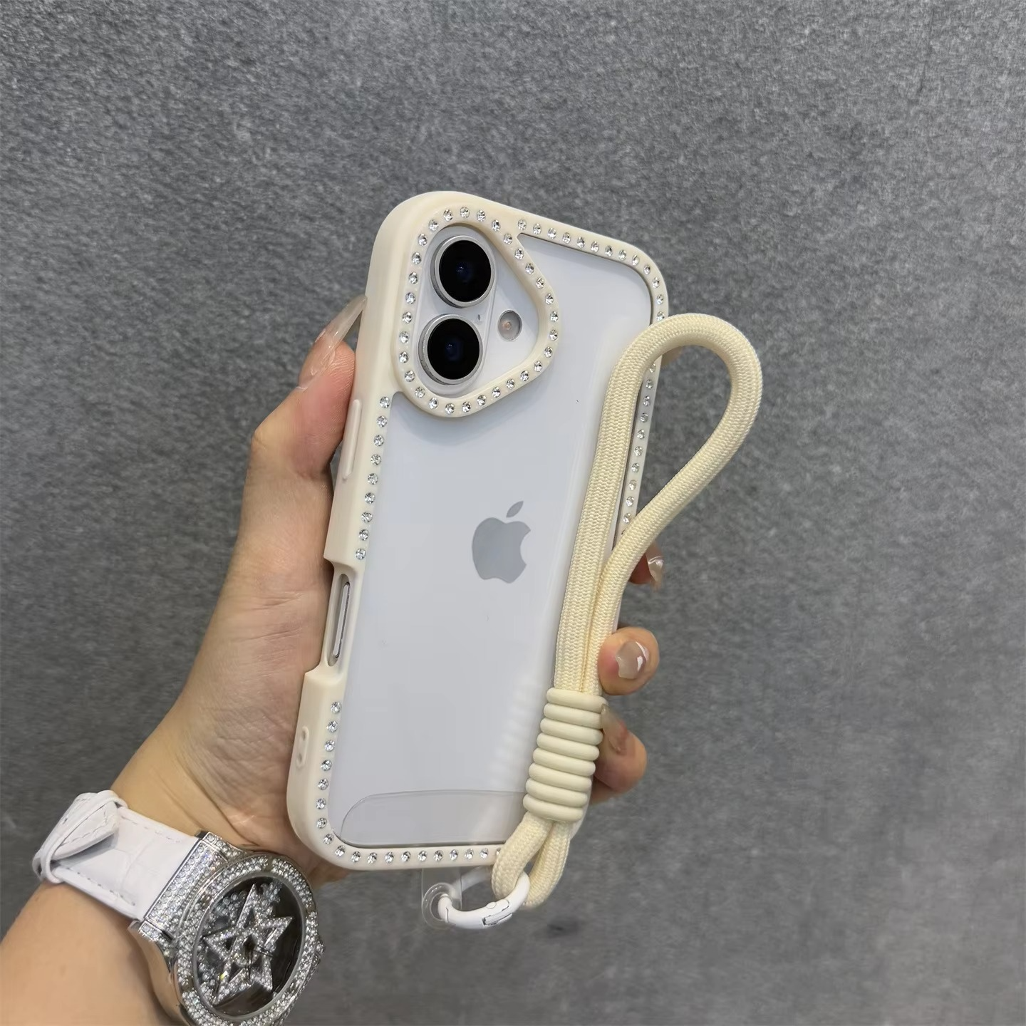 Rhinestone Acrylic iPhone Case with Chain