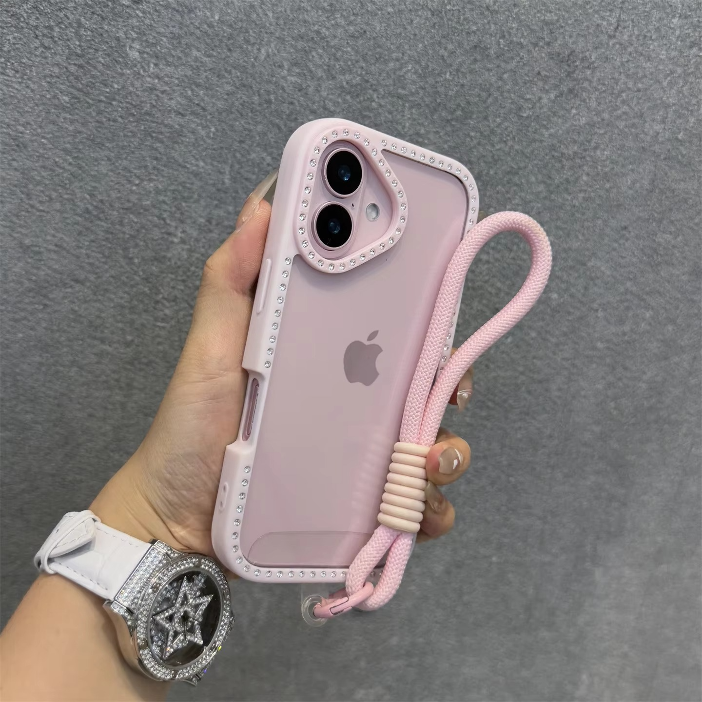 Rhinestone Acrylic iPhone Case with Chain