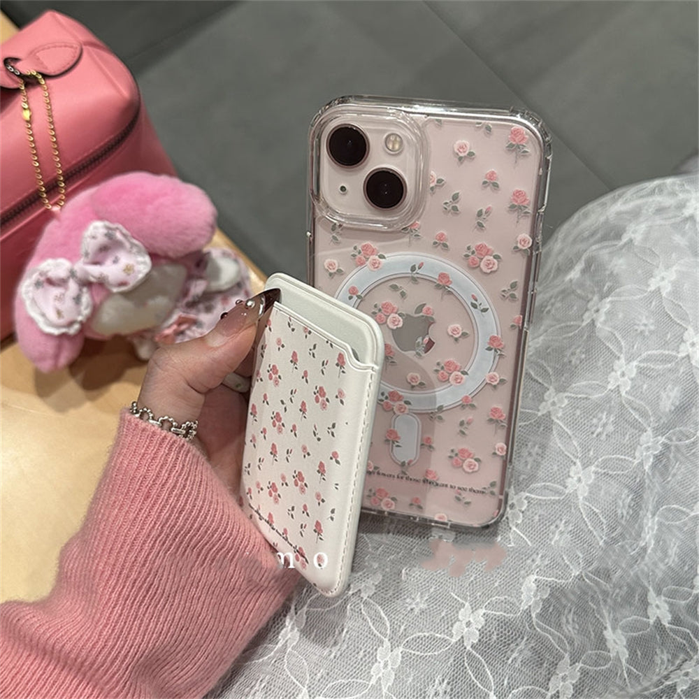 Floral Magsafe iPhone Case with floral card holder