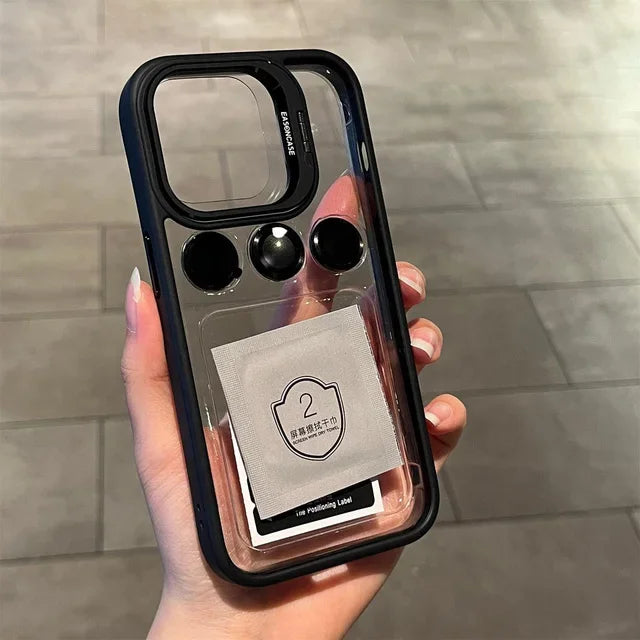 Metal Ring Lens Protector Stand Case For iPhone