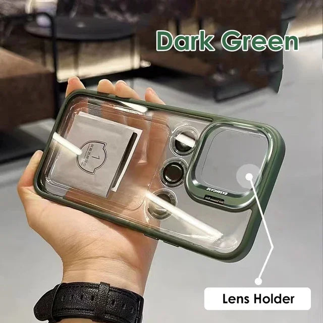 Metal Ring Lens Protector Stand Case For iPhone