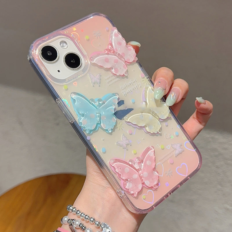 3D Butterfly Laser Love Heart iPhone Case
