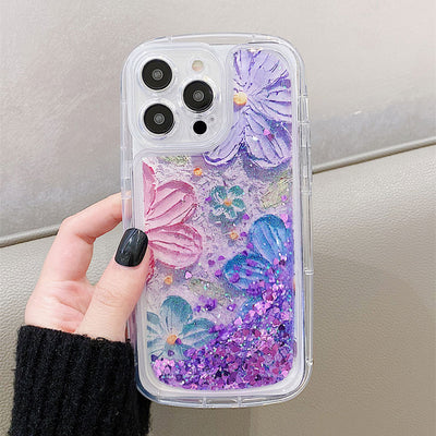 Pastel Flower glitter quicksand iPhone Case