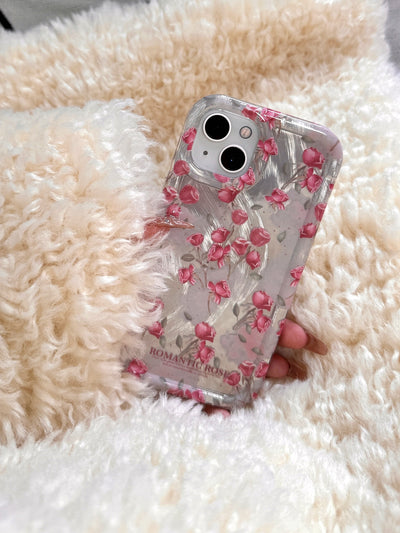 Rose Flower Feather Gauze Pattern iPhone Case