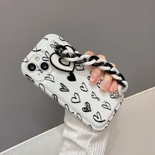 Graffiti Sketch Heart Soft Case for iPhone with Bracelet