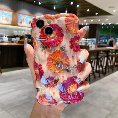 Laser Blue Light Flowers Phone Case