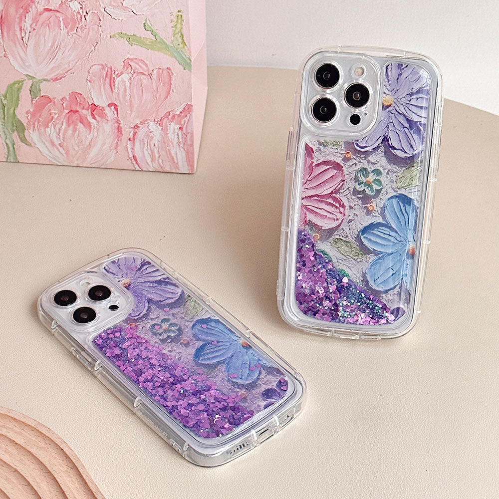 Pastel Flower glitter quicksand iPhone Case