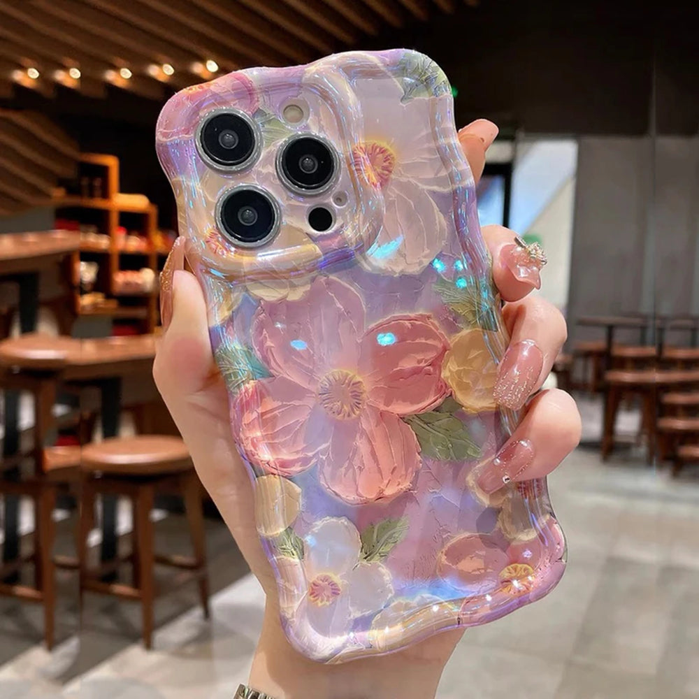 Laser Blue Light Flowers Phone Case