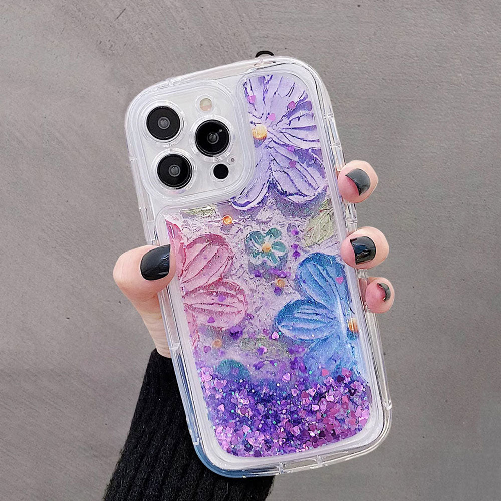 Pastel Flower glitter quicksand iPhone Case