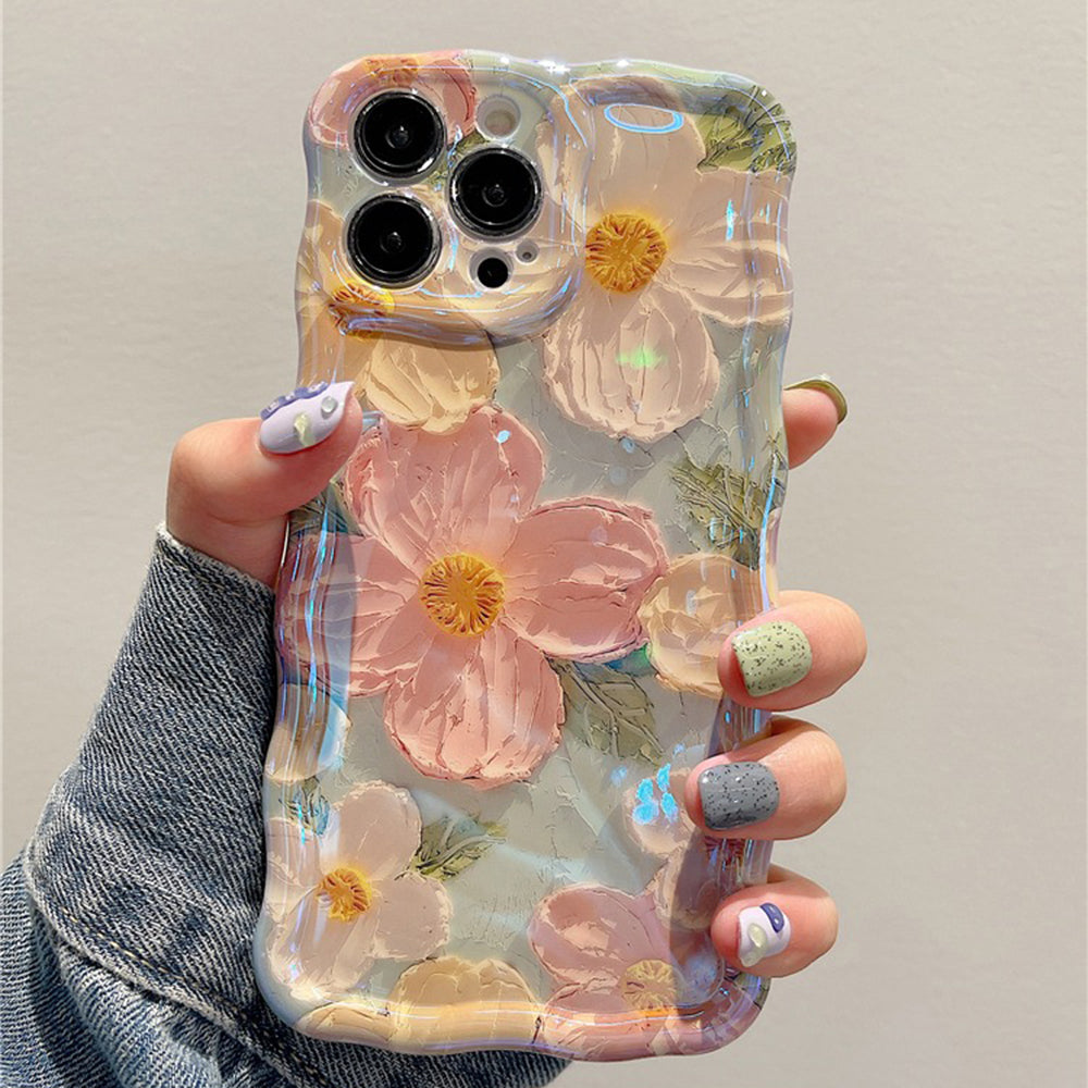 Laser Blue Light Flowers Phone Case