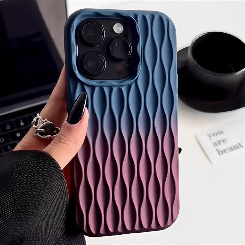 Gradient Color Lattice Bread Pattern Phone Case For iPhone