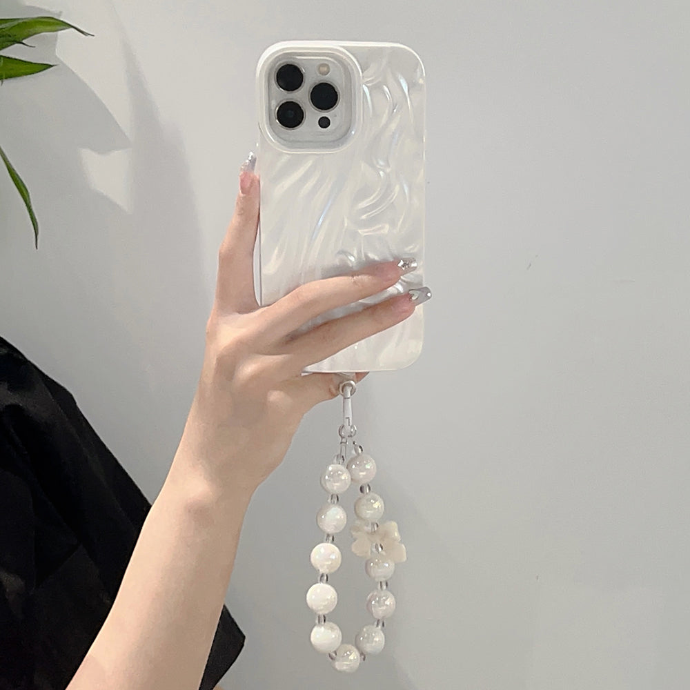 3D Pearl Bracelet satin Fold iPhone case