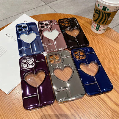 Chromatic Hollow & Shockproof Heart Case for iPhone