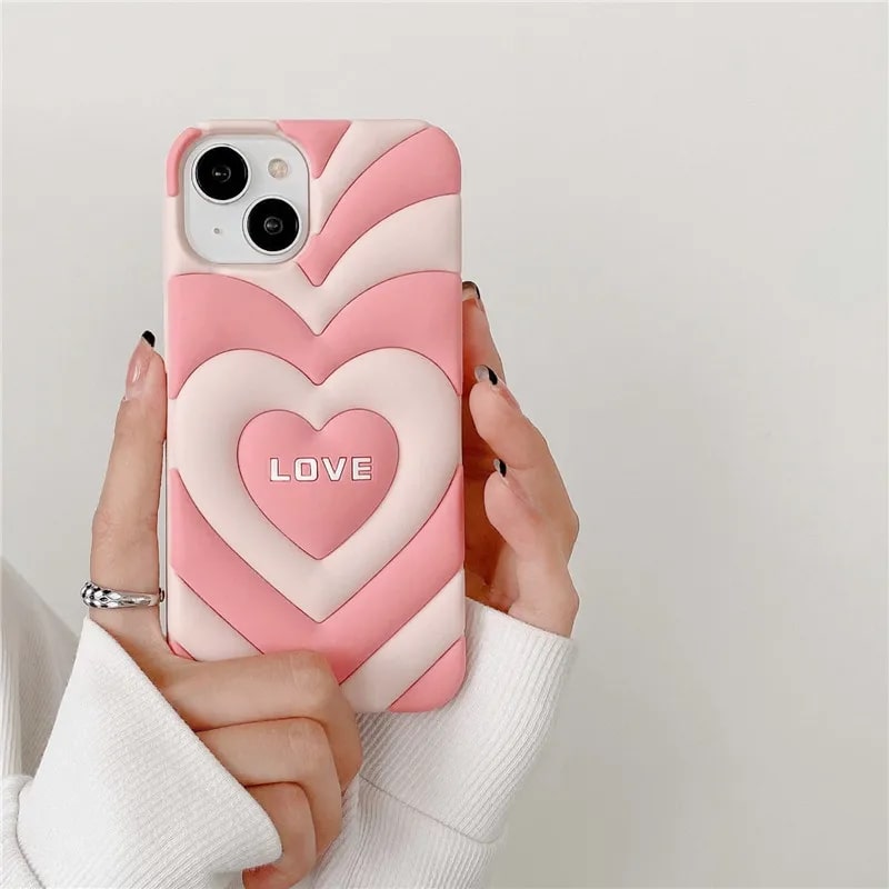 3D Heart Shaped Soft Silicone Protective iPhone Cover