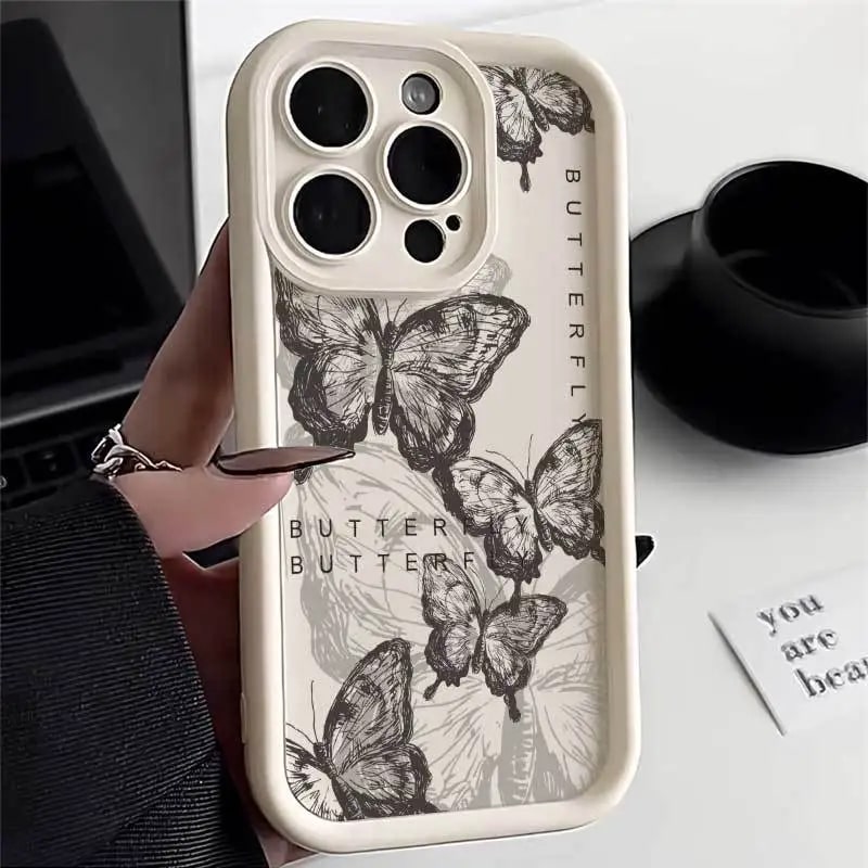 Retro Butterfly Silicone Phone Case For iPhone