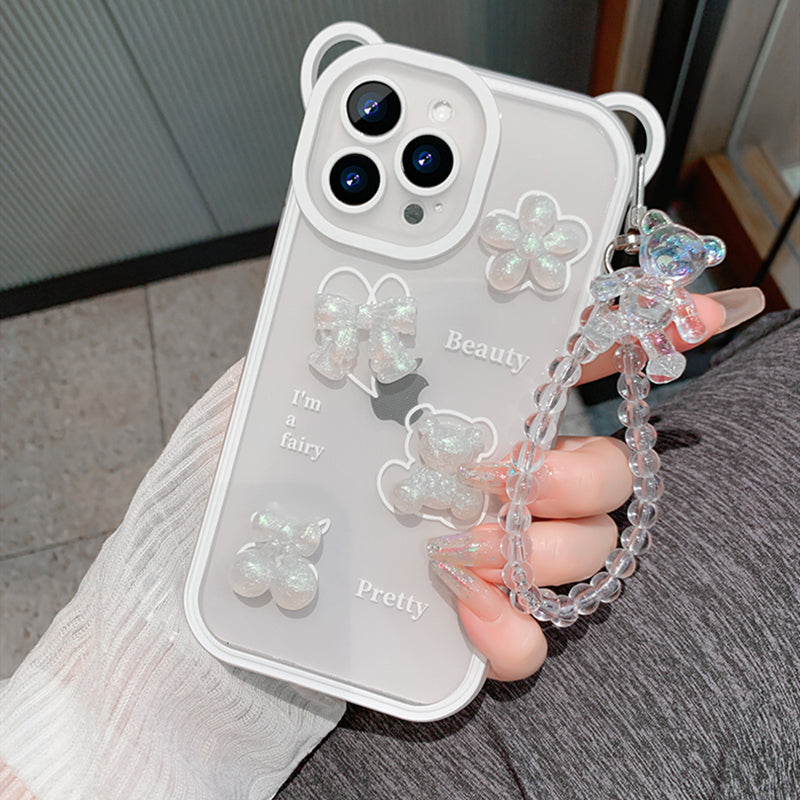 3D clear Bear Bead Bracelet iPhone Case