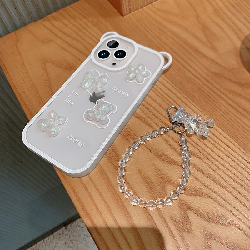 3D clear Bear Bead Bracelet iPhone Case