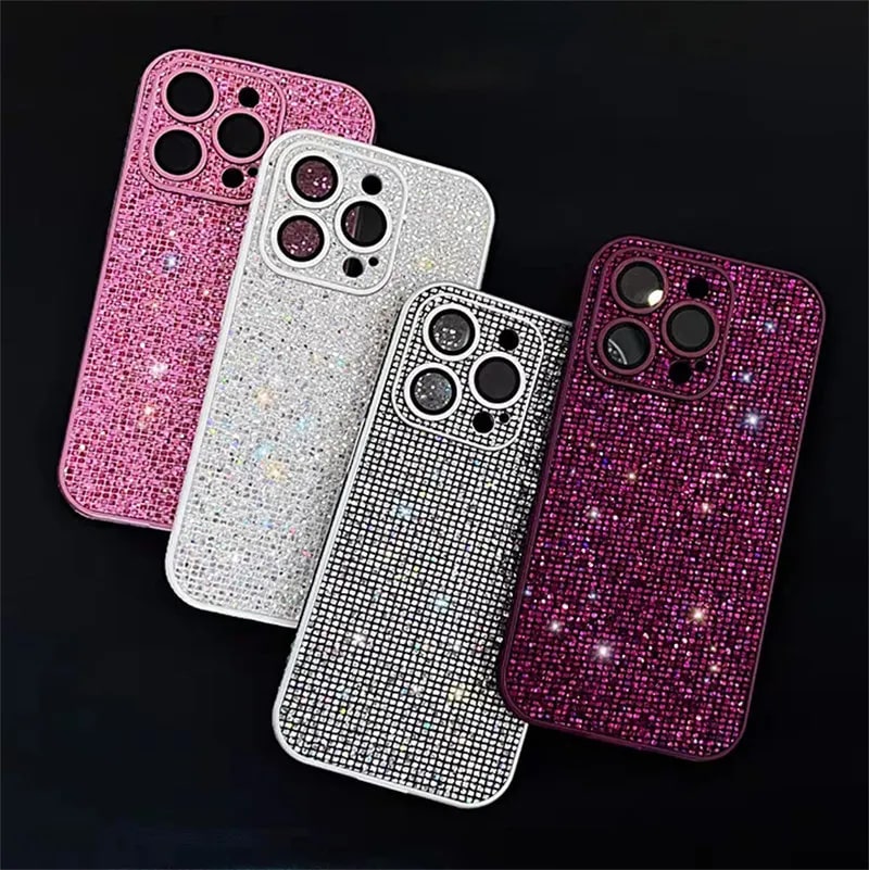 Lens Protection Glitter Rhinestone Case For iPhone