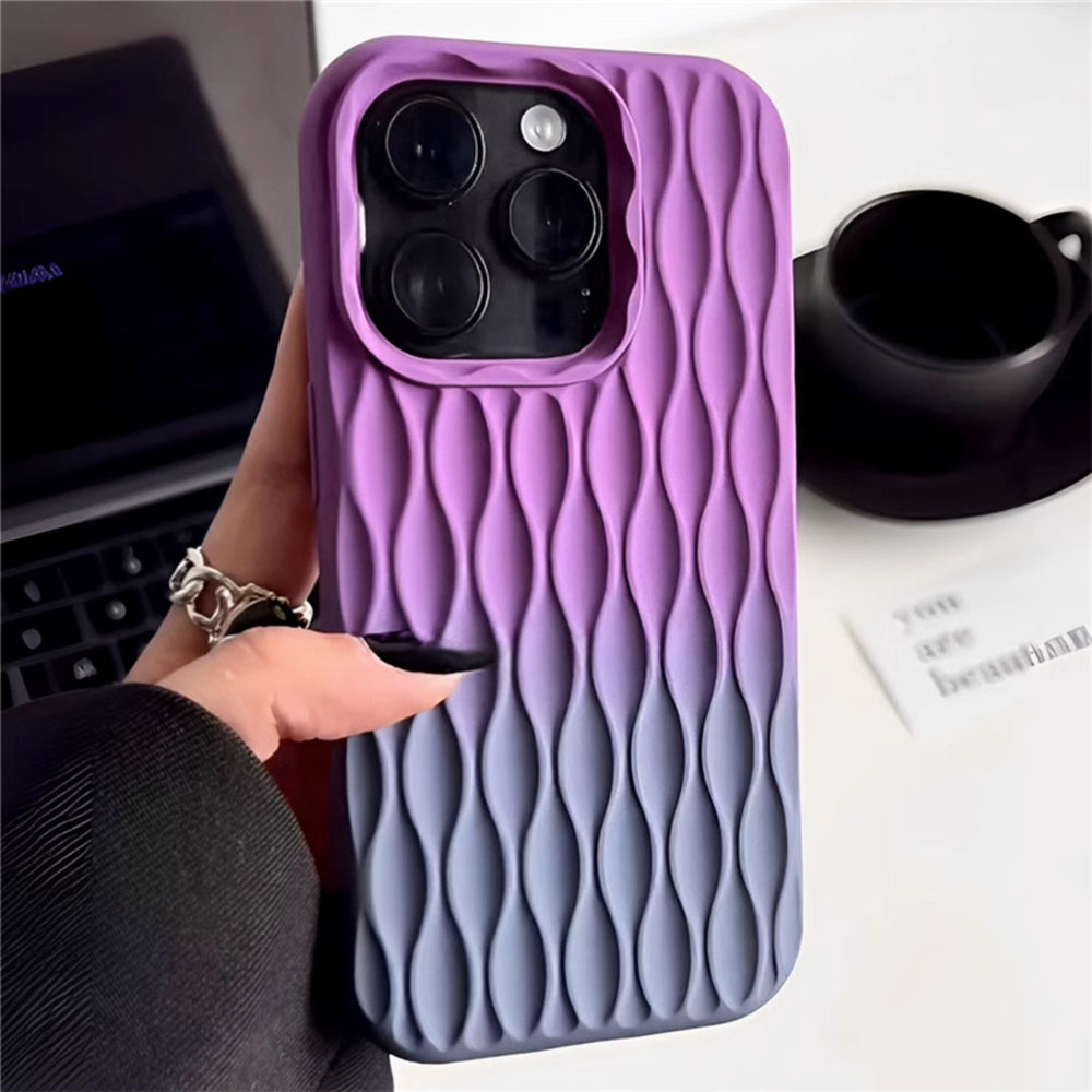 Gradient Color Lattice Bread Pattern Phone Case For iPhone