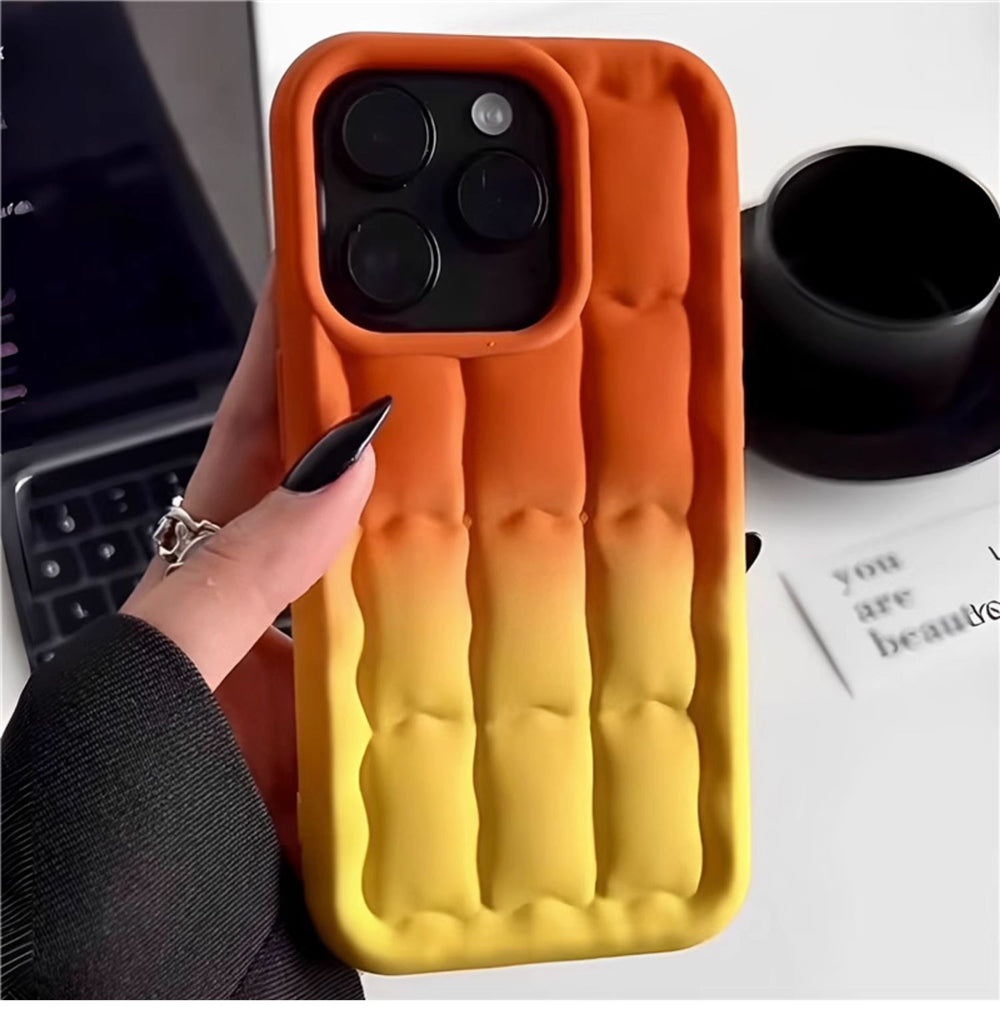 Gradient Color Lattice Bread Pattern Phone Case