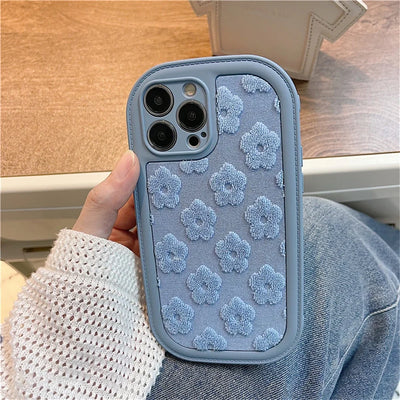 3D Fur Flower Silicone Phone Case For iPhone