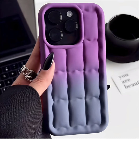 Gradient Color Lattice Bread Pattern Phone Case