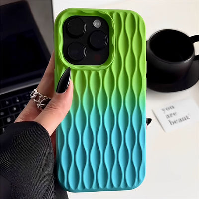 Gradient Color Lattice Bread Pattern Phone Case For iPhone