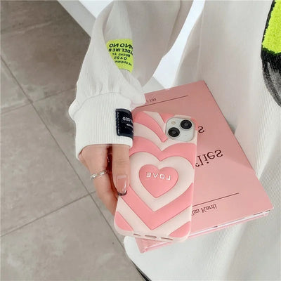 3D Heart Shaped Soft Silicone Protective iPhone Cover