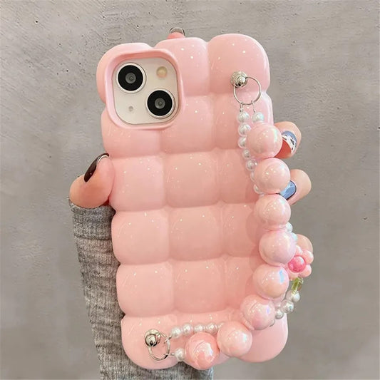 3D Luxury Bubble Pearl Bracelet Chain iPhone Cover