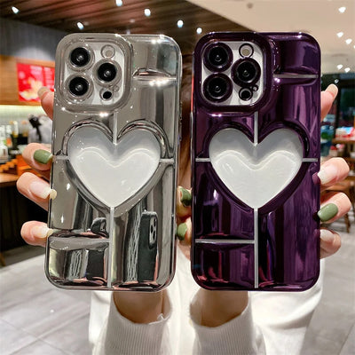 Chromatic Hollow & Shockproof Heart Case for iPhone