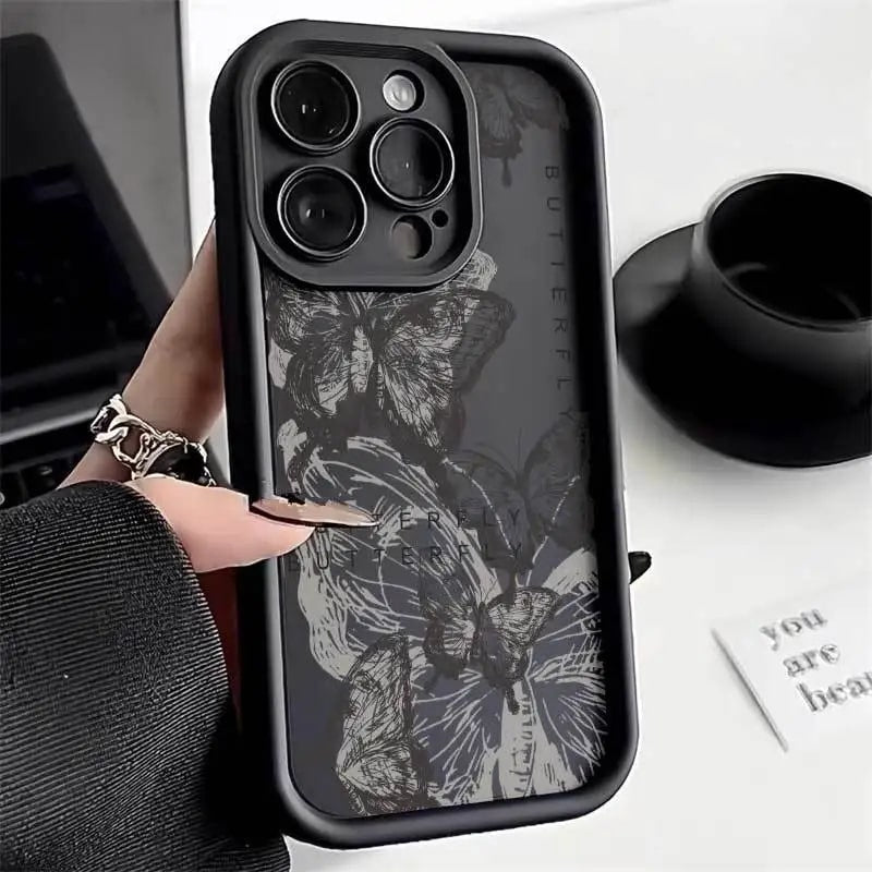 Retro Butterfly Silicone Phone Case For iPhone