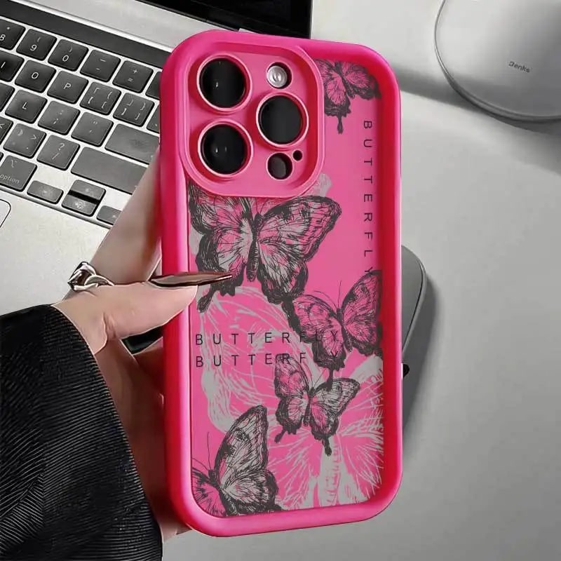 Retro Butterfly Silicone Phone Case For iPhone