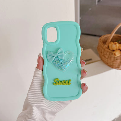 Bow Heart with Glitter Silicone iPhone case