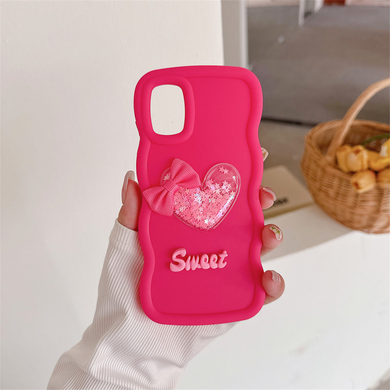 Bow Heart with Glitter Silicone iPhone case