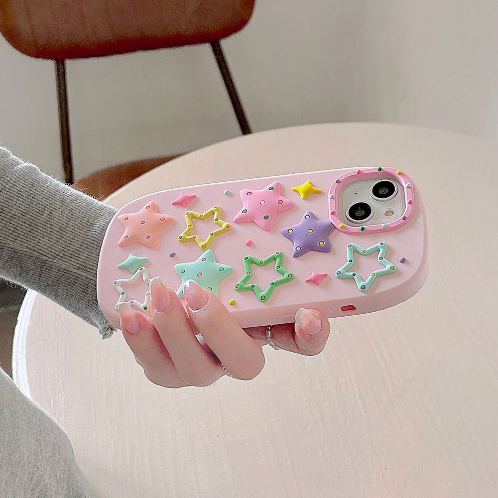 3D Silicone Colored Stars Case For iphone