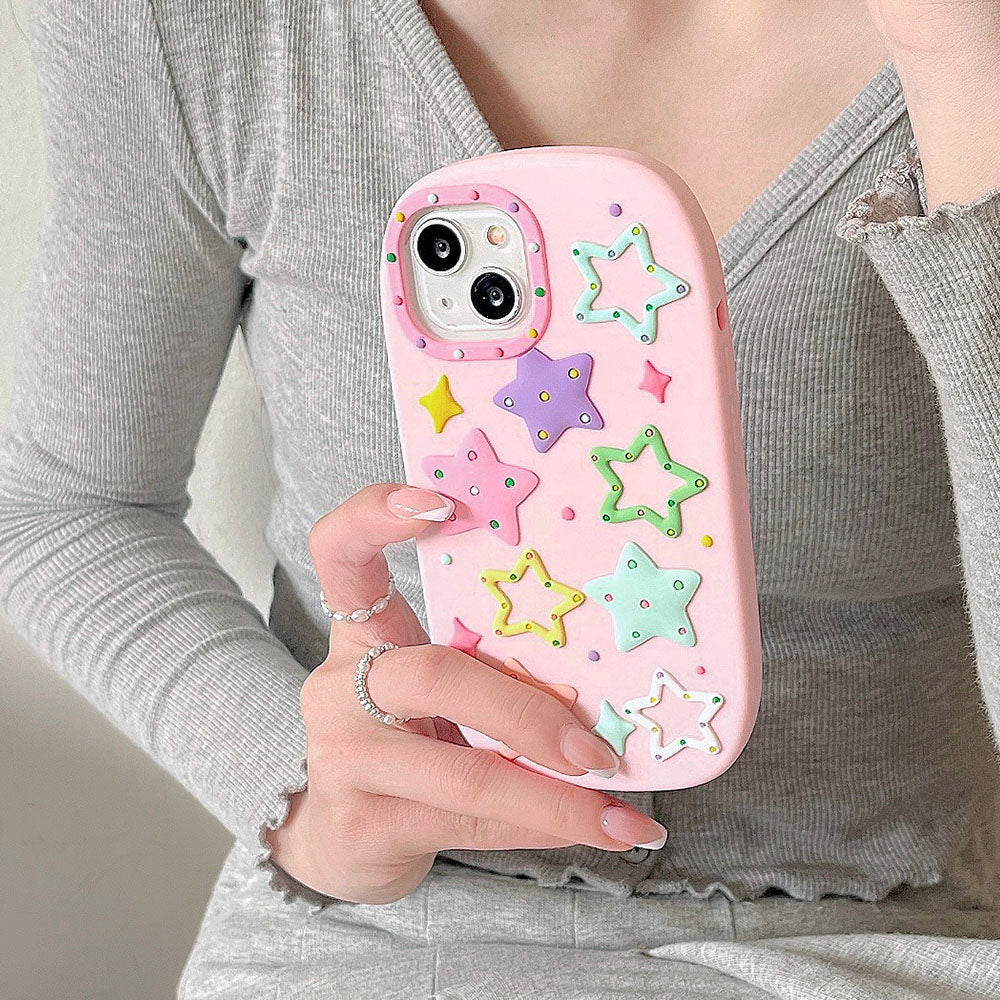 3D Silicone Colored Stars Case For iphone