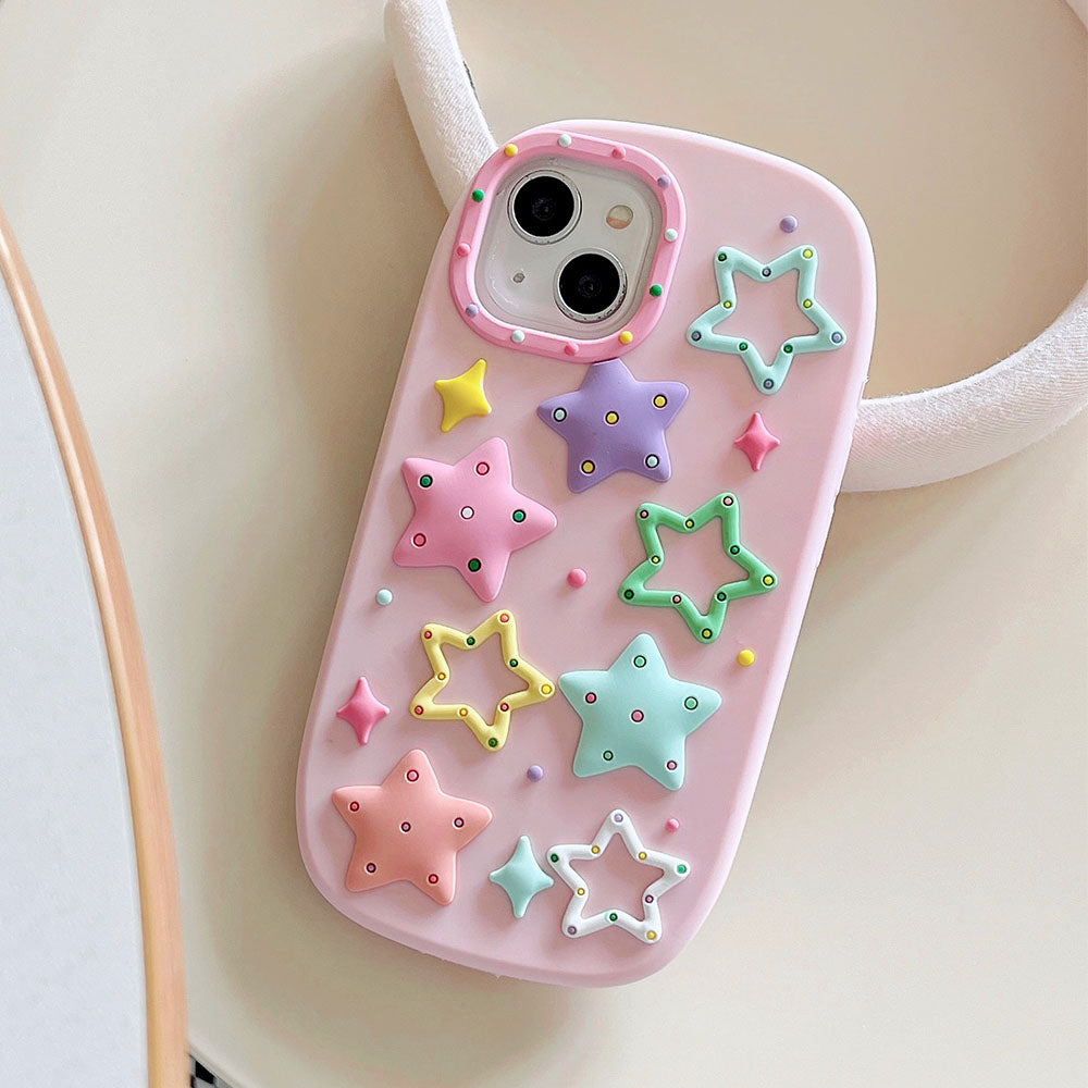 3D Silicone Colored Stars Case For iphone